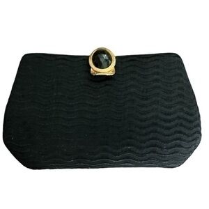 Victor Costa 80s Clutch Purse Convertible Crossbody Black Fabric Hard  Vintage